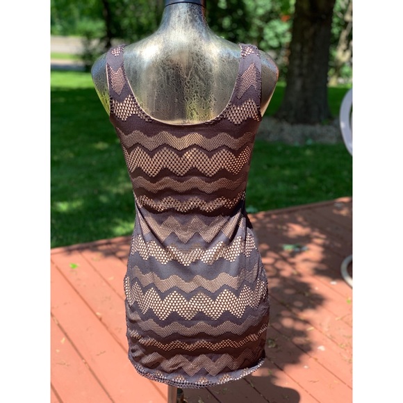 Black and Tan Mesh Dress - Picture 3 of 4